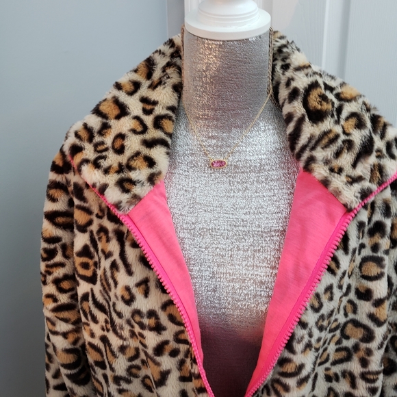 💥Sale LEOPARD PRINT CROPPED JACKET/PINK TRIMMING - Picture 6 of 6